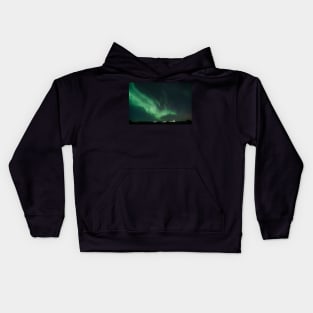 Northern Lights Aurora Borealis Dancing Over The Night Sky in Iceland Kids Hoodie